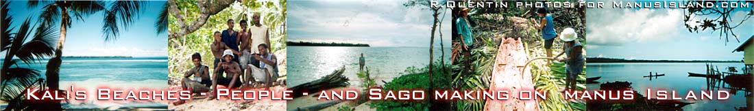 beaches near Kali on Manus Island, PNG, note people involved with sago making